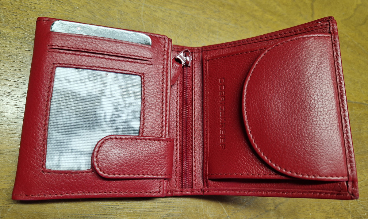 Swiss Leather Wallet - Black & Red Trifold – Alpen Schatz